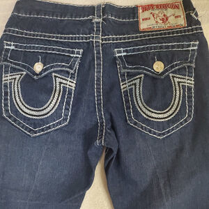 True Religion Joey Super T Bootcut Men’s Denim Jeans 34 Flap Pockets Distressed